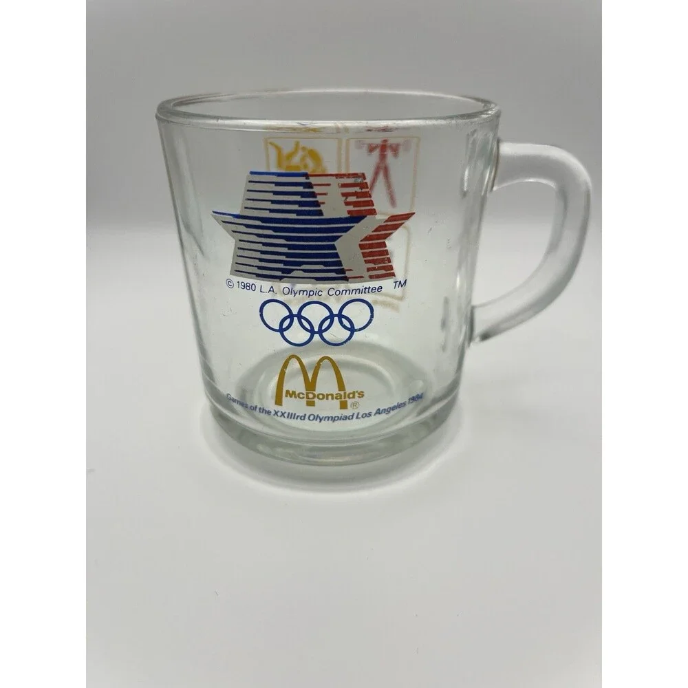 Vintage 1984 McDonalds Los Angeles Olympic Glass Coffee Mug‎